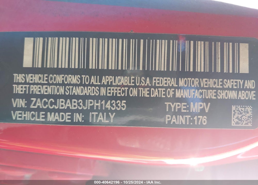 2018 JEEP RENEGADE UPLAND EDITION 4X4 VIN: ZACCJBAB3JPH14335