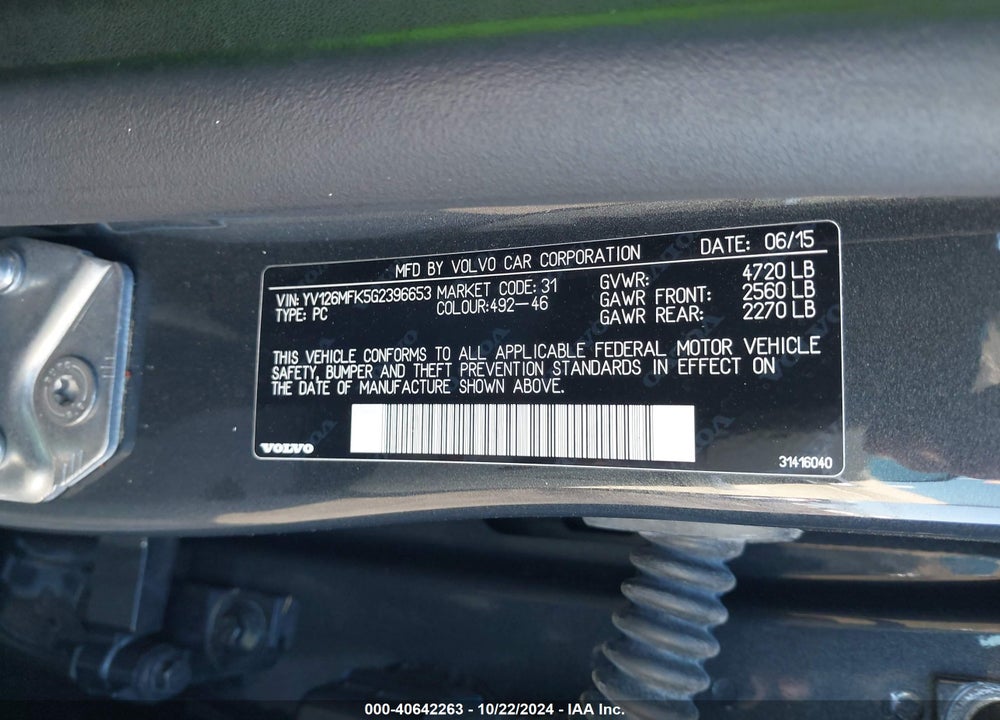 2016 VOLVO S60 T5 DRIVE-E PREMIER VIN: YV126MFK5G2396653