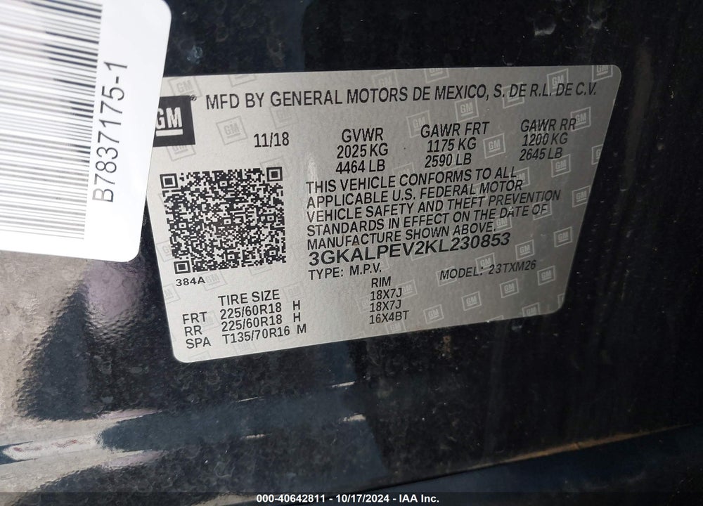 2019 GMC TERRAIN SLT VIN: 3GKALPEV2KL230853