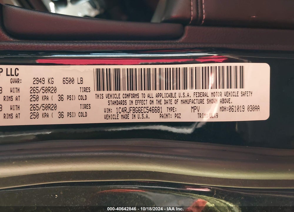 2014 JEEP GRAND CHEROKEE LIMITED VIN: 1C4RJFBG6EC546681