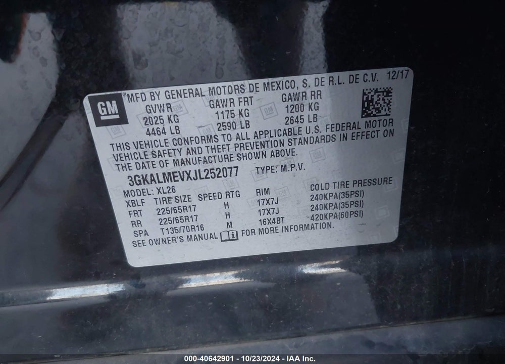 2018 GMC TERRAIN SLE VIN: 3GKALMEVXJL252077