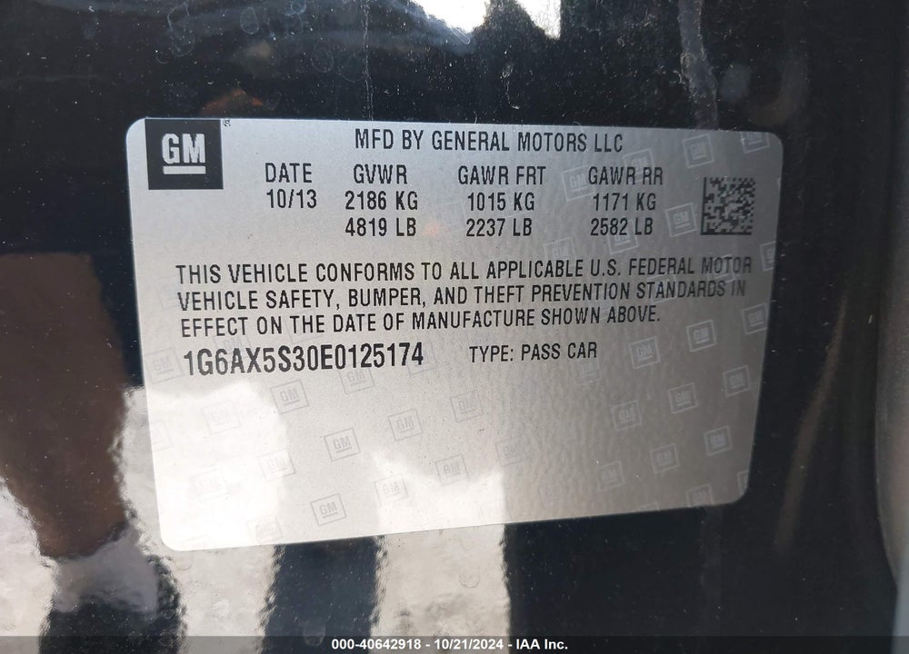 2014 CADILLAC CTS LUXURY VIN: 1G6AX5S30E0125174