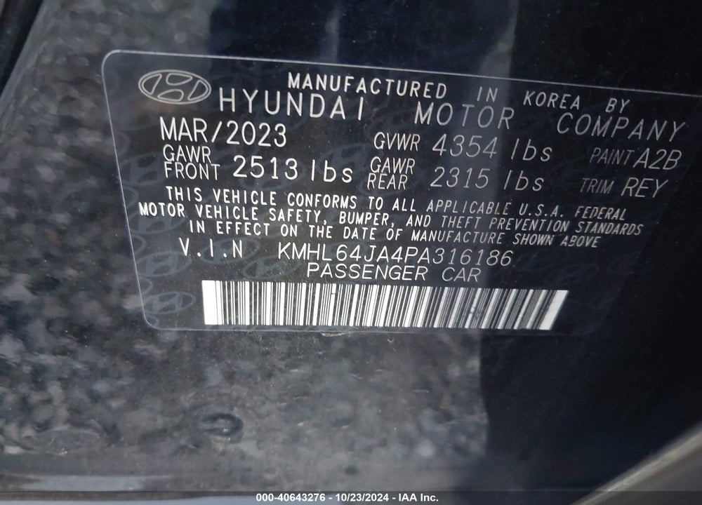 2023 HYUNDAI SONATA SEL VIN: KMHL64JA4PA316186