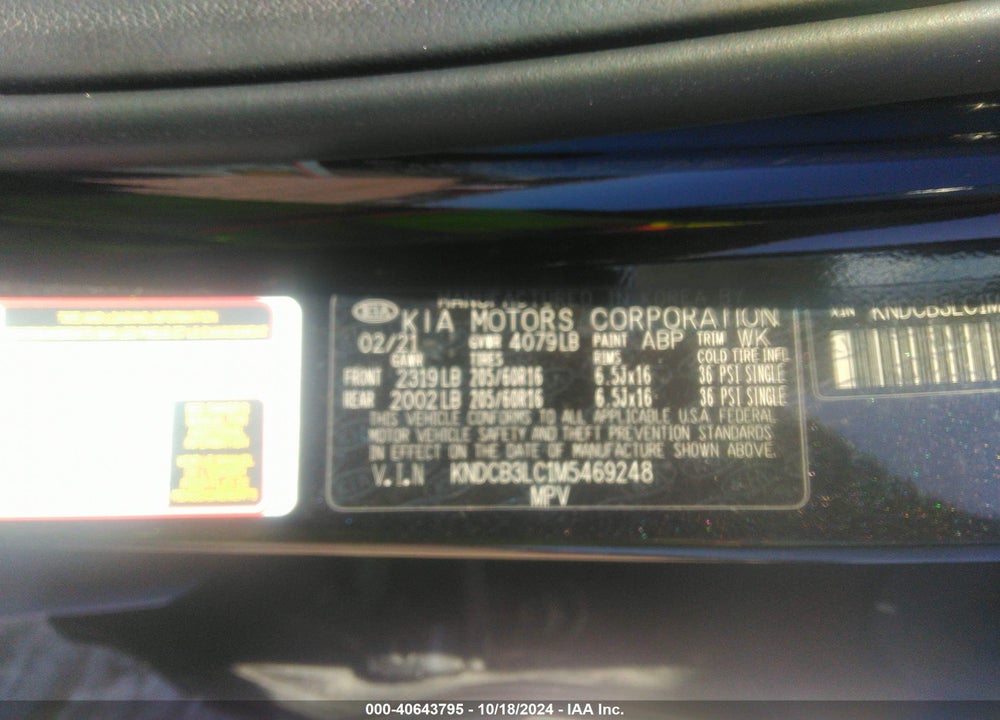 2021 KIA NIRO VIN: KNDCB3LC1M5469248