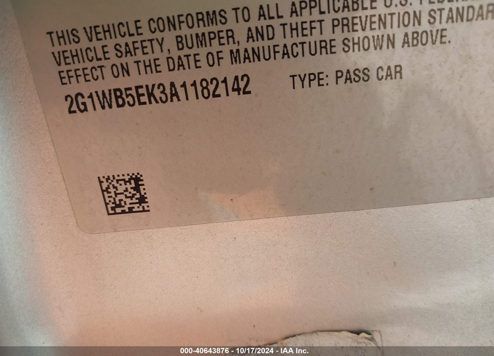 2010 CHEVROLET IMPALA LT VIN: 2G1WB5EK3A1182142