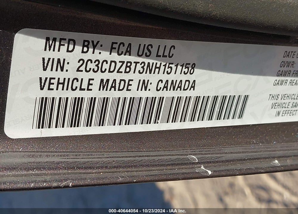 2022 DODGE CHALLENGER R/T VIN: 2C3CDZBT3NH151158