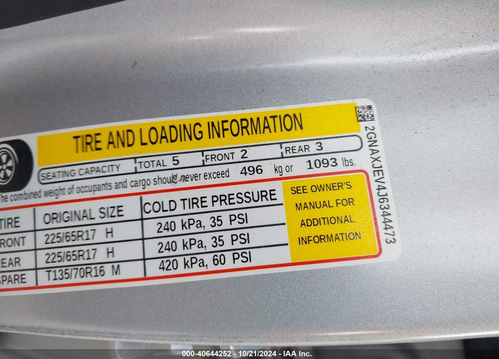 2018 CHEVROLET EQUINOX LT VIN: 2GNAXJEV4J6344473