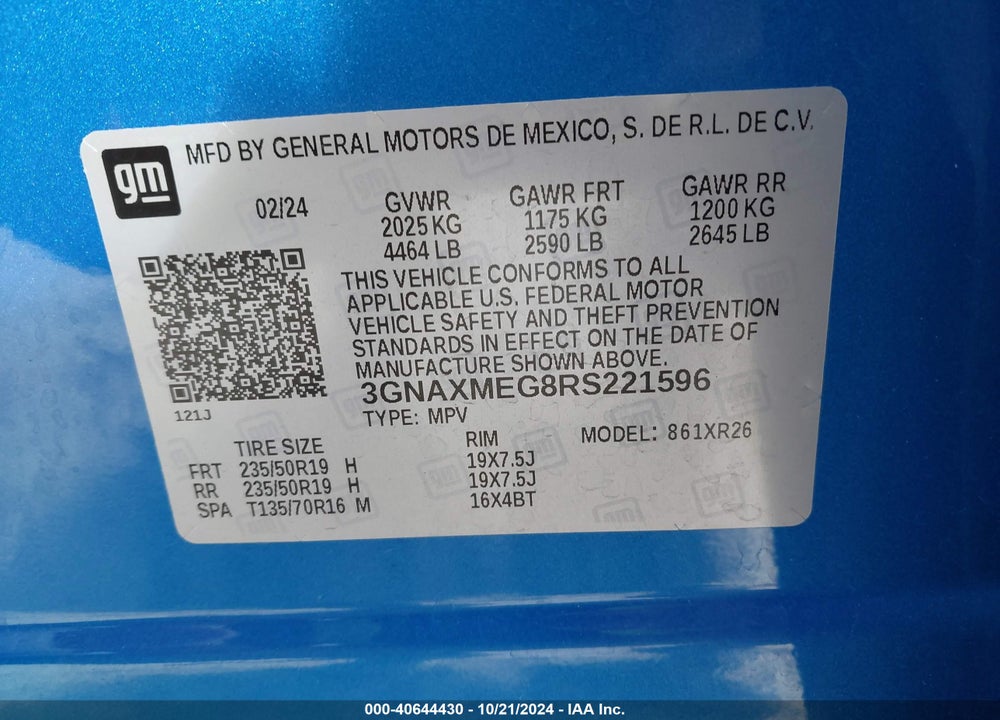 2024 CHEVROLET EQUINOX FWD RS VIN: 3GNAXMEG8RS221596