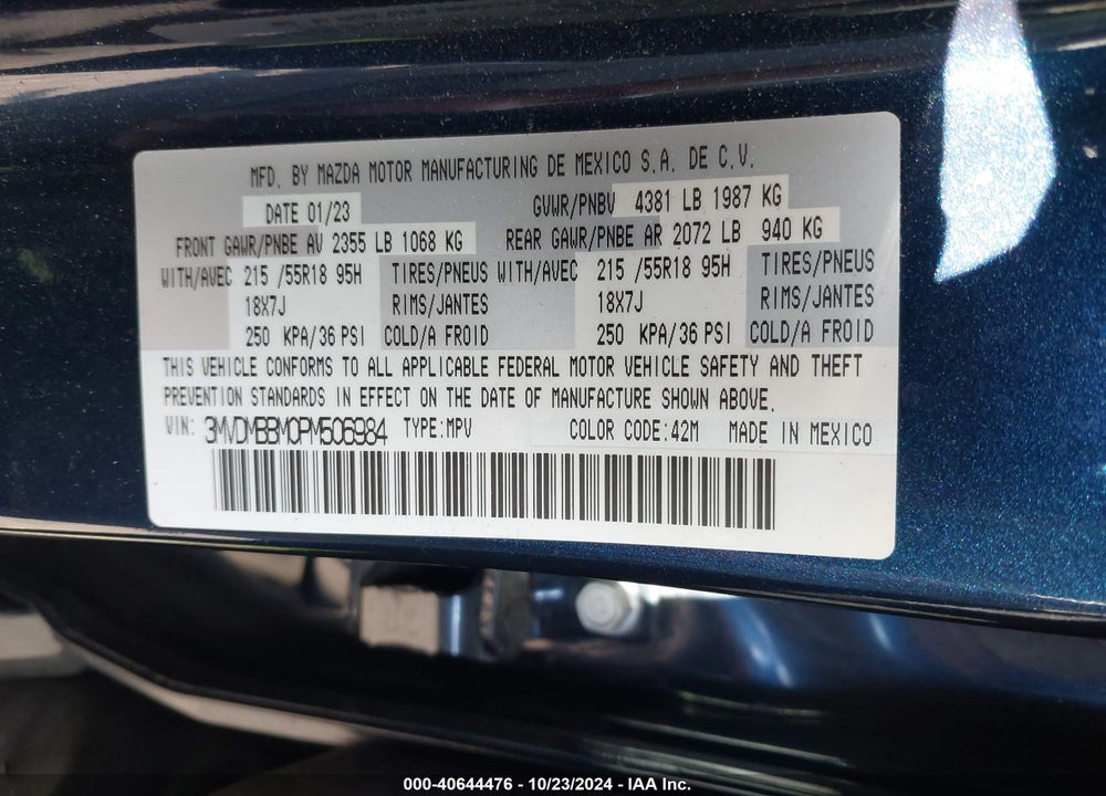 2023 MAZDA CX-30 2.5 S SELECT VIN: 3MVDMBBM0PM506984