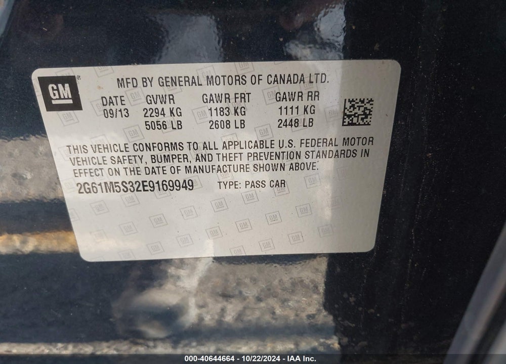2014 CADILLAC XTS LUXURY VIN: 2G61M5S32E9169949