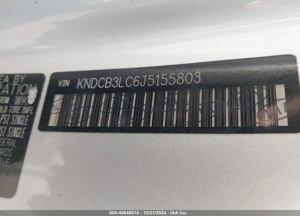 2018 KIA NIRO LX VIN: KNDCB3LC6J5155803