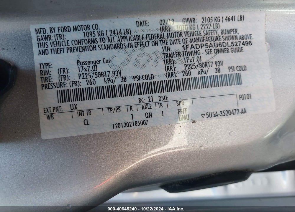 2013 FORD C-MAX HYBRID SE VIN: 1FADP5AU6DL527496