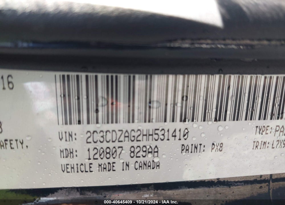2017 DODGE CHALLENGER SXT VIN: 2C3CDZAG2HH531410