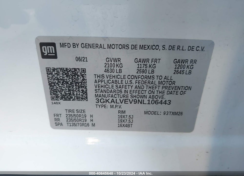 2022 GMC TERRAIN AWD SLT VIN: 3GKALVEV9NL106443