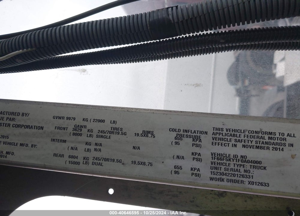 2015 FORD F-59 COMMERCIAL STRIPPED VIN: 1F66F5KY1F0A04000