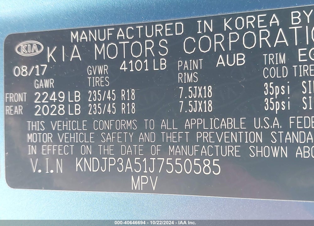 2018 KIA SOUL VIN: KNDJP3A51J7550585