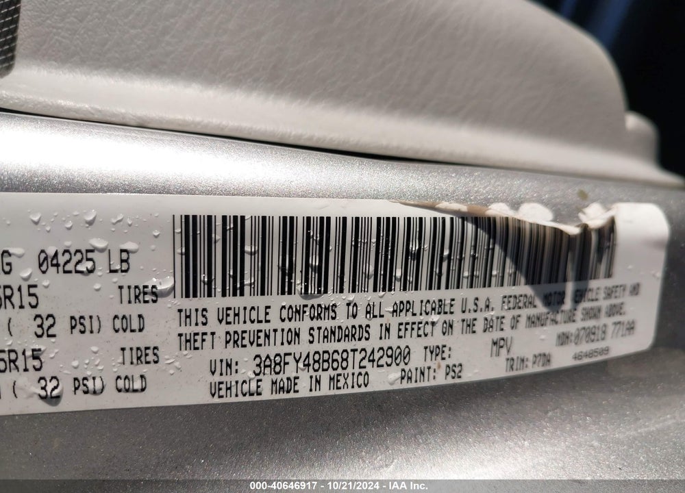 2008 CHRYSLER PT CRUISER LX VIN: 3A8FY48B68T242900