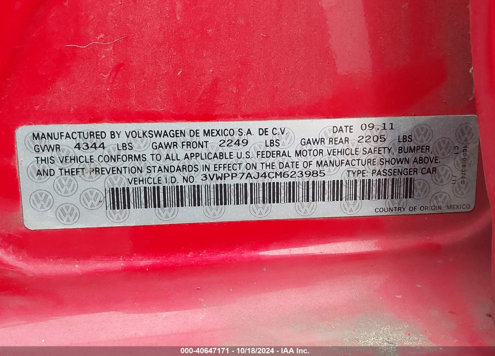 2012 VOLKSWAGEN JETTA SPORTWAGEN 2.5L SE VIN: 3VWPP7AJ4CM623985