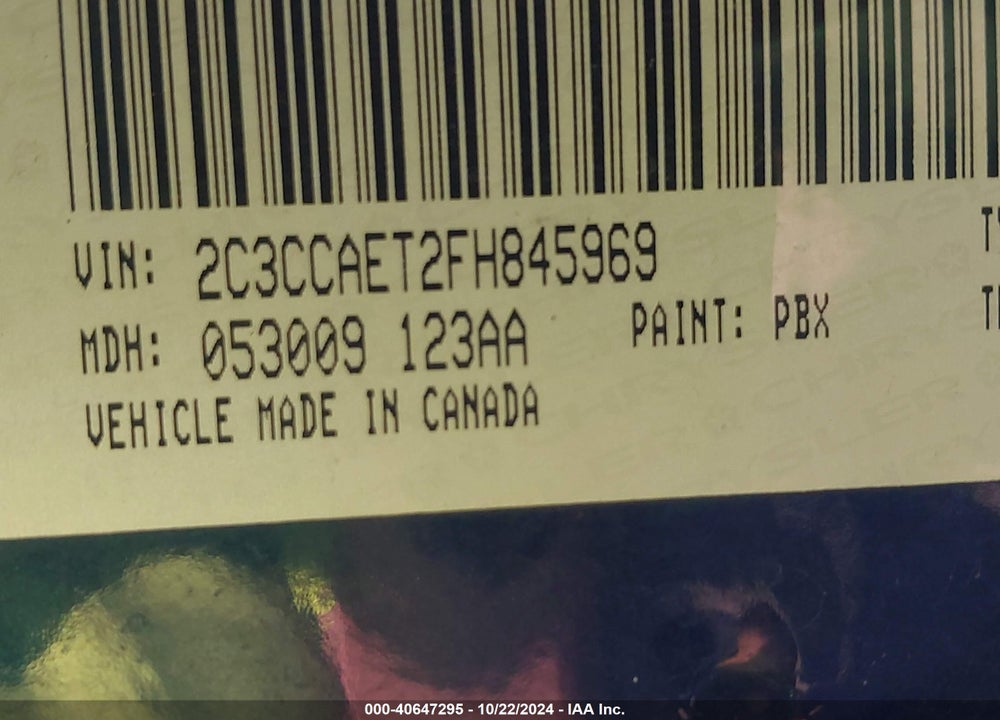 2015 CHRYSLER 300C VIN: 2C3CCAET2FH845969