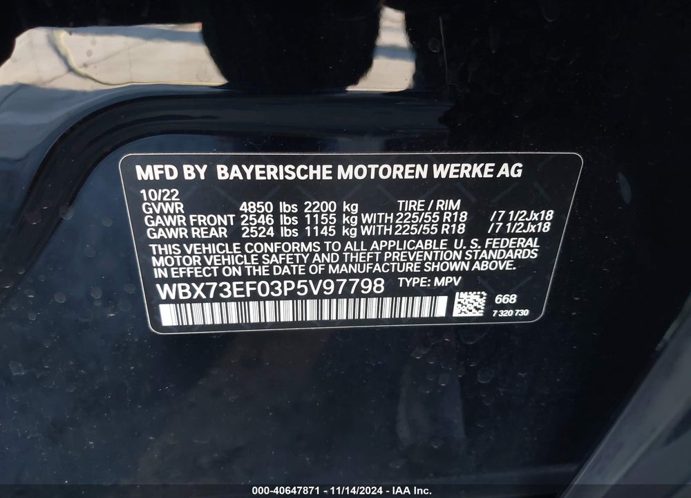 2023 BMW X1 XDRIVE28I VIN: WBX73EF03P5V97798