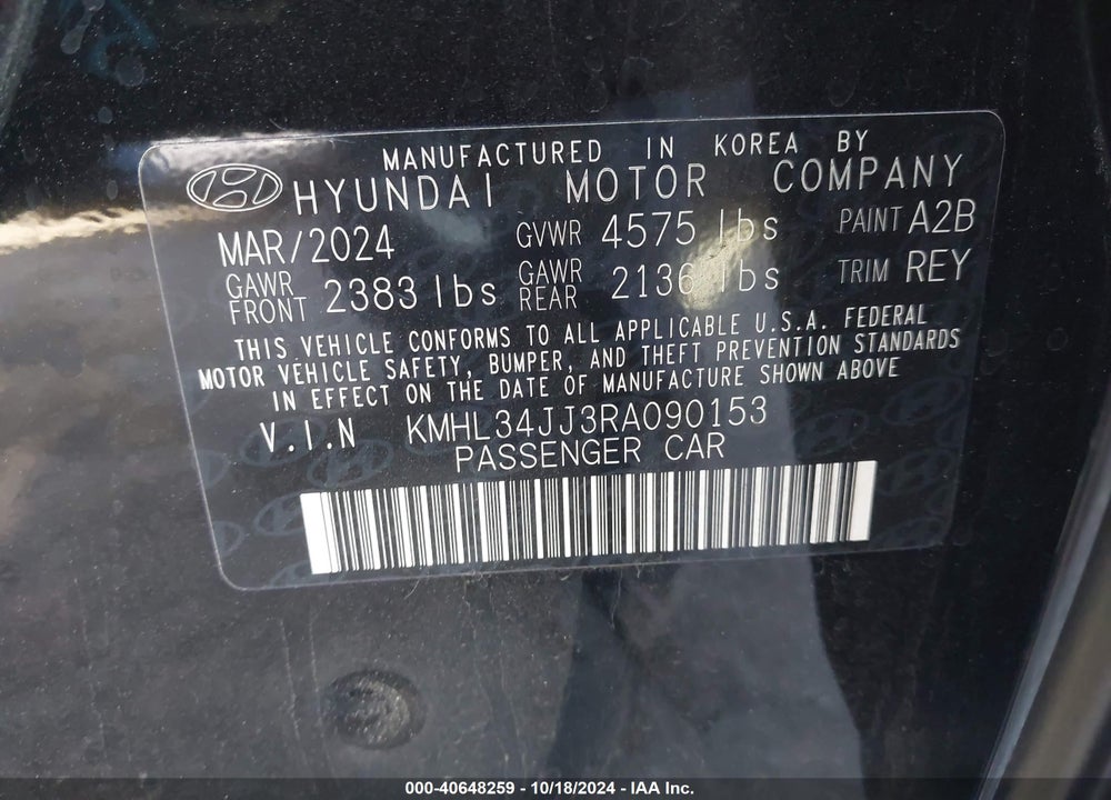 2024 HYUNDAI SONATA HYBRID SEL VIN: KMHL34JJ3RA090153