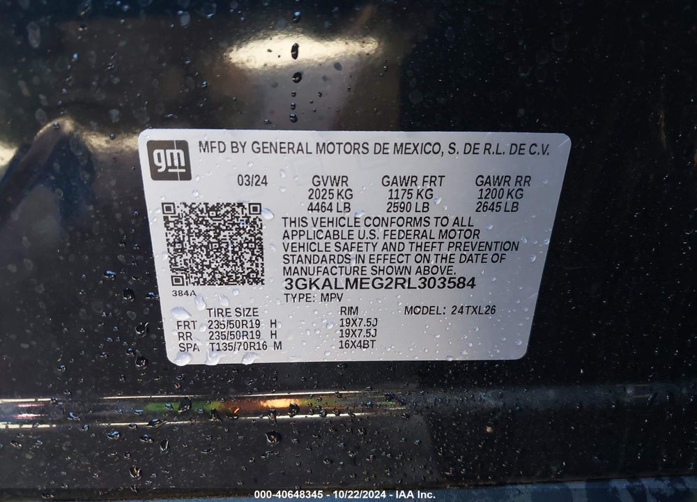 2024 GMC TERRAIN FWD SLE VIN: 3GKALMEG2RL303584
