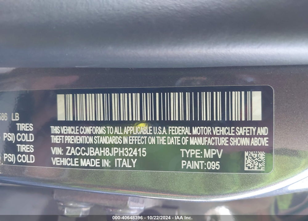 2018 JEEP RENEGADE SPORT 4X4 VIN: ZACCJBAH8JPH32415