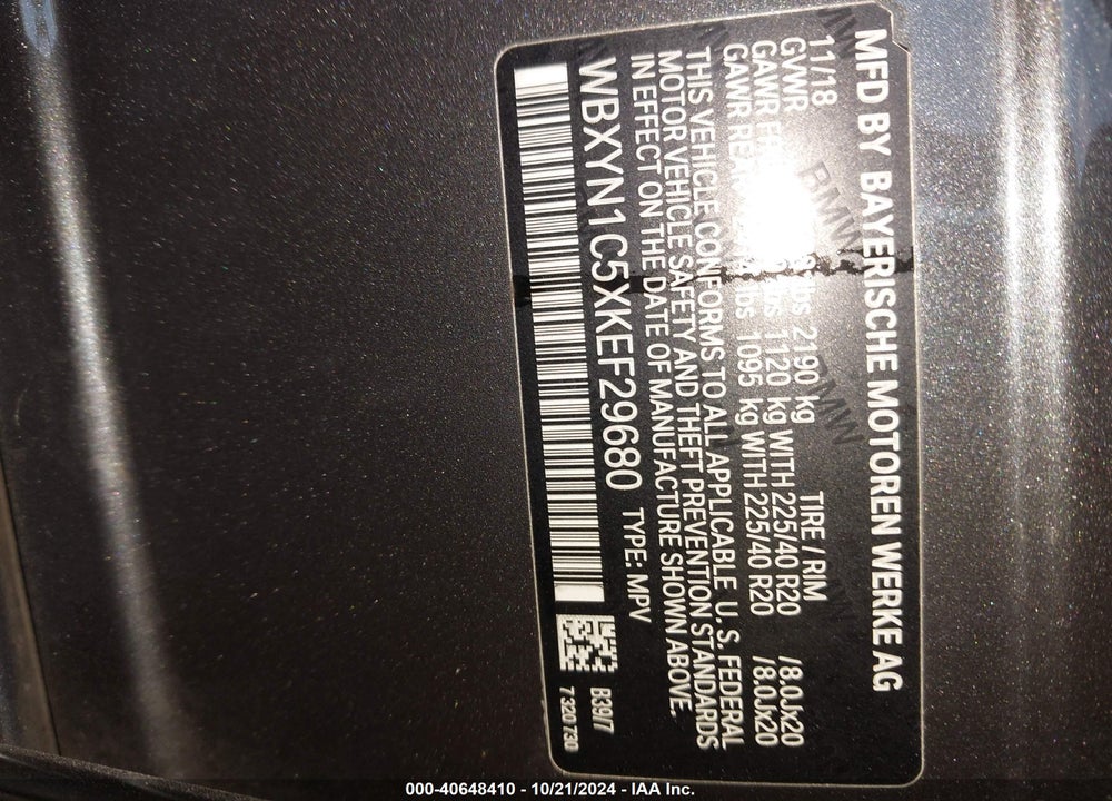 2019 BMW X2 M35I VIN: WBXYN1C5XKEF29680