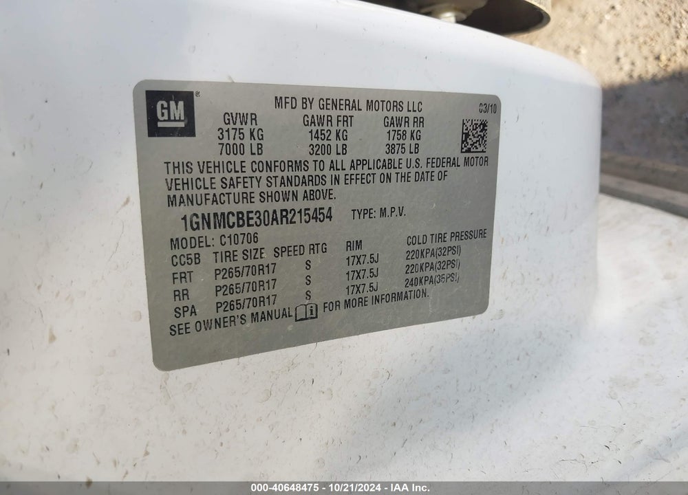 2010 CHEVROLET TAHOE LT VIN: 1GNMCBE30AR215454