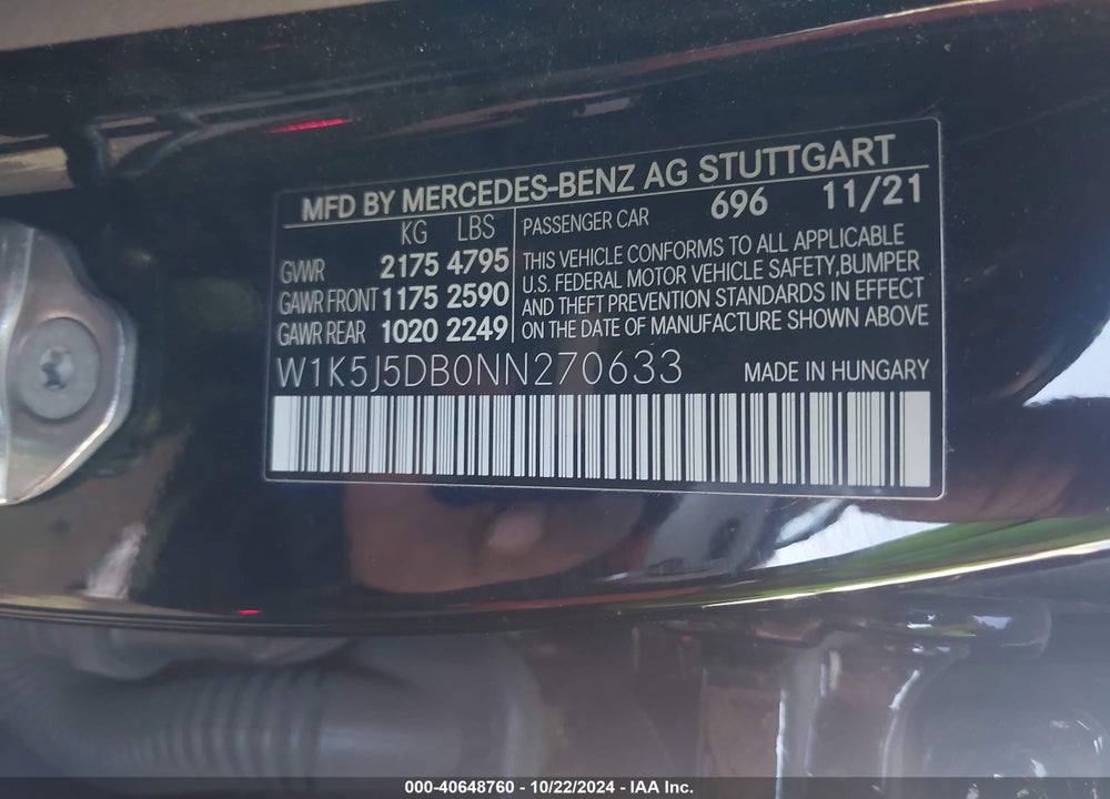 2022 MERCEDES-BENZ AMG CLA 45 4MATIC VIN: W1K5J5DB0NN270633