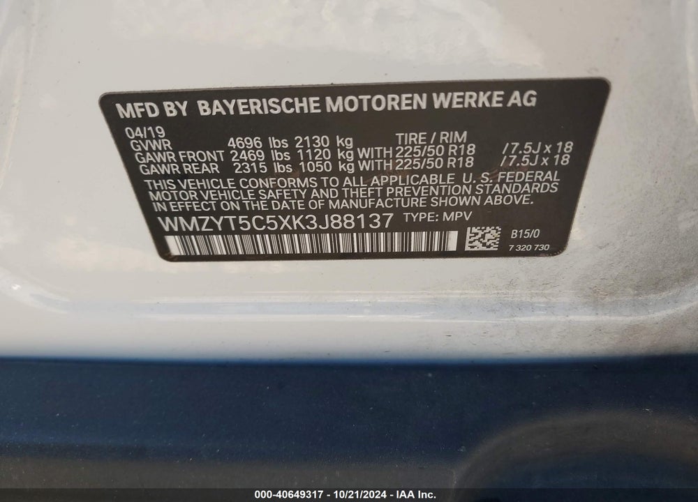 2019 MINI COUNTRYMAN COOPER S VIN: WMZYT5C5XK3J88137