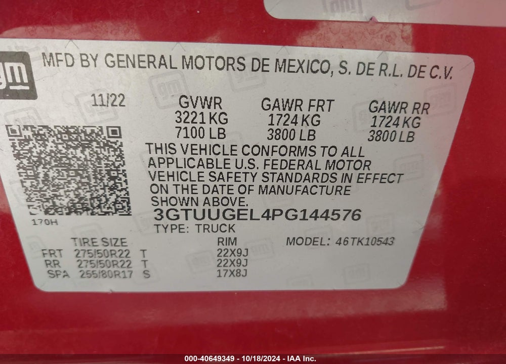2023 GMC SIERRA 1500 4WD SHORT BOX DENALI VIN: 3GTUUGEL4PG144576
