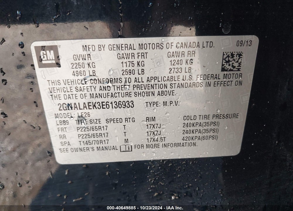 2014 CHEVROLET EQUINOX LS VIN: 2GNALAEK3E6136933