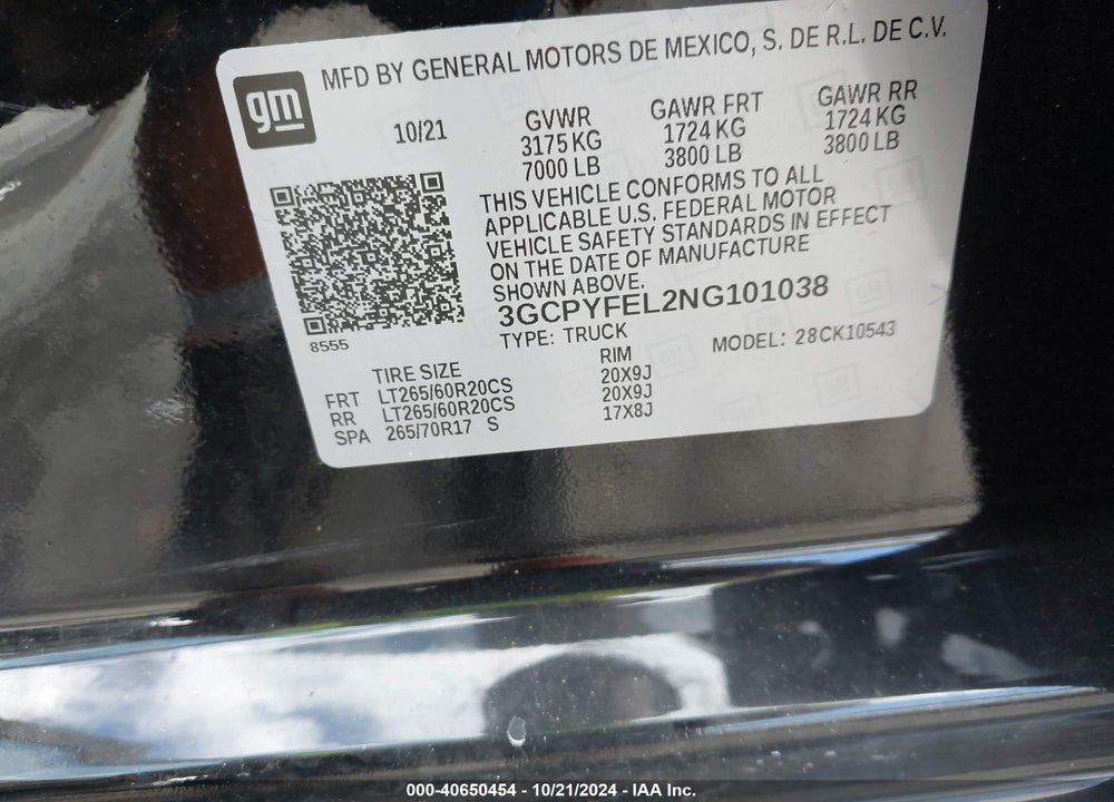 2022 CHEVROLET SILVERADO 1500 LTD 4WD SHORT BED LT TRAIL BOSS VIN: 3GCPYFEL2NG101038