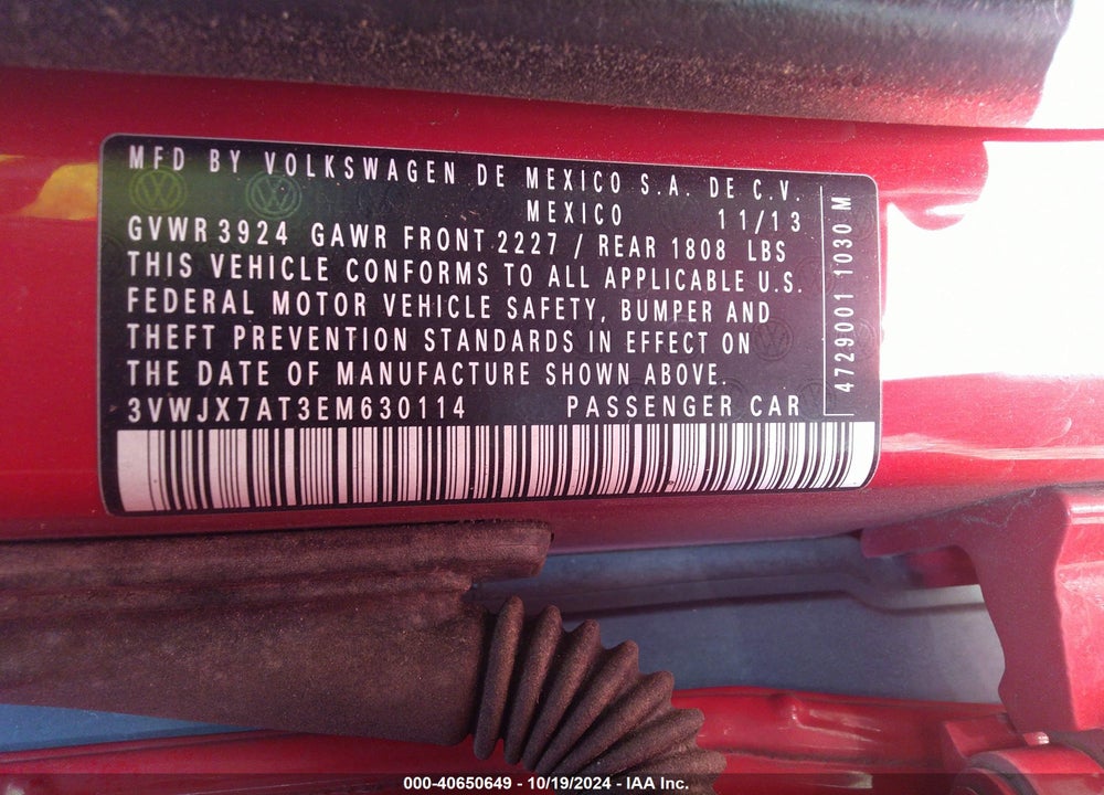 2014 VOLKSWAGEN BEETLE 2.5L VIN: 3VWJX7AT3EM630114