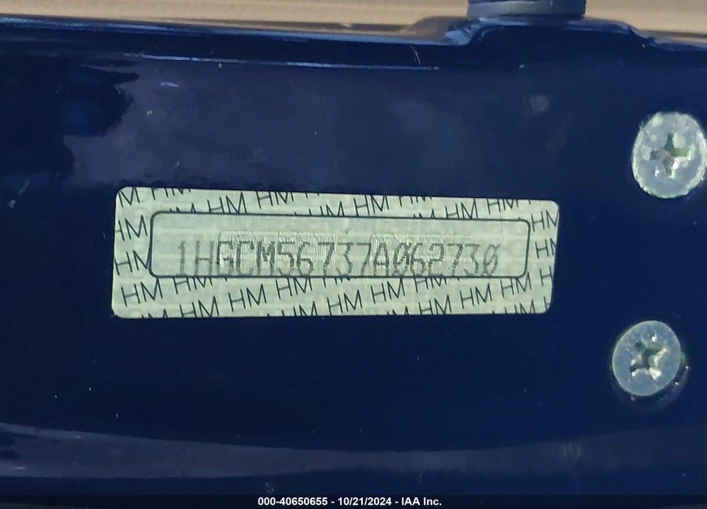 2007 HONDA ACCORD 2.4 EX VIN: 1HGCM56737A062730
