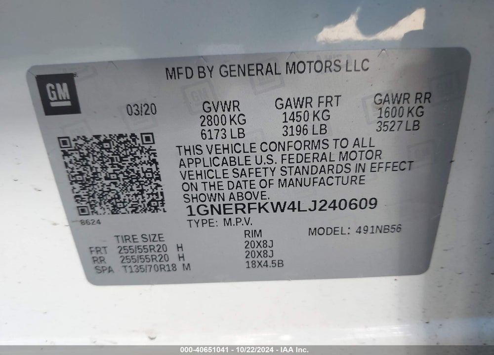 2020 CHEVROLET TRAVERSE FWD LS VIN: 1GNERFKW4LJ240609
