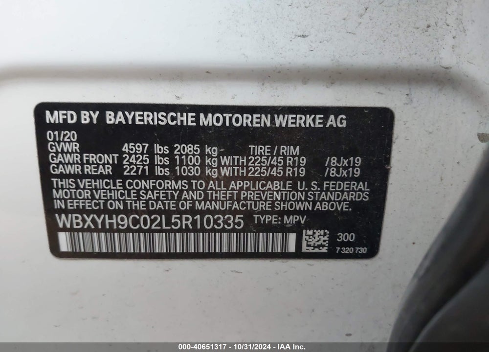 2020 BMW X2 SDRIVE28I VIN: WBXYH9C02L5R10335
