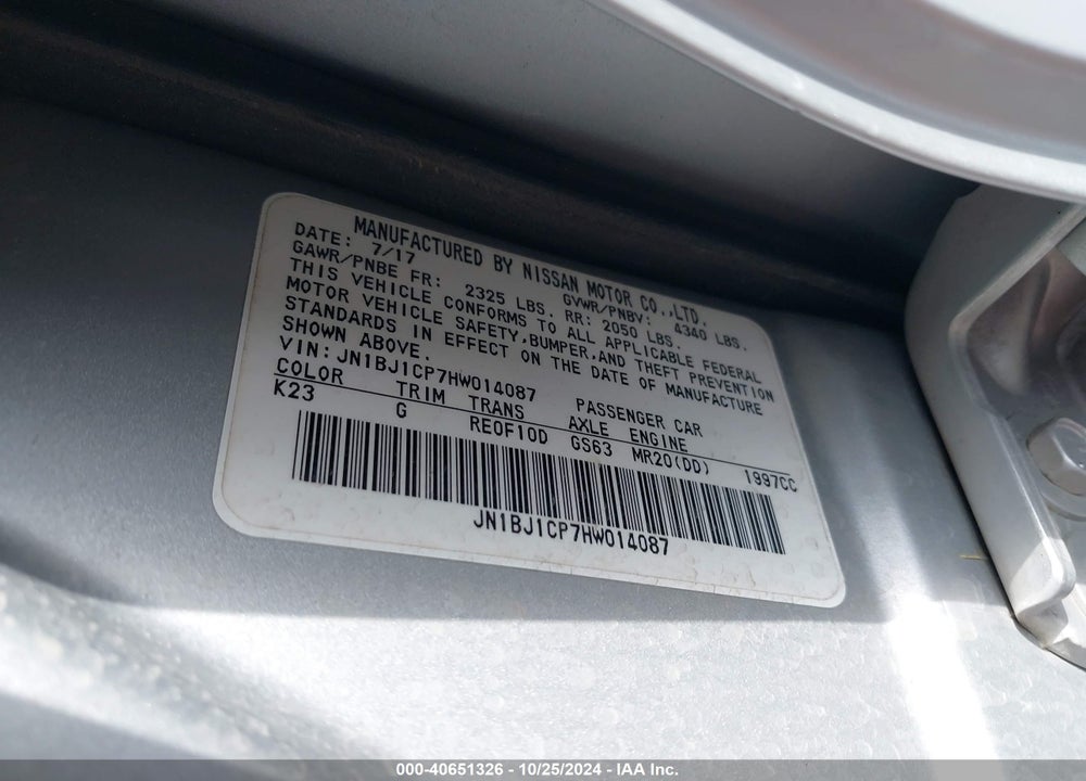 2017 NISSAN ROGUE SPORT SV VIN: JN1BJ1CP7HW014087