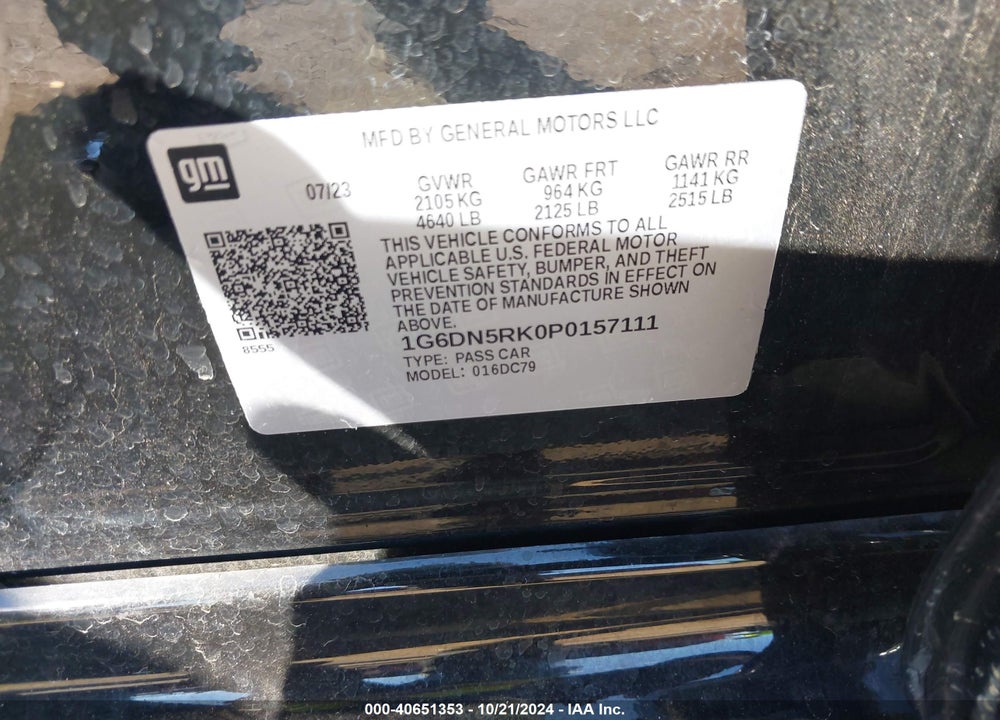 2023 CADILLAC CT5 PREMIUM LUXURY VIN: 1G6DN5RK0P0157111