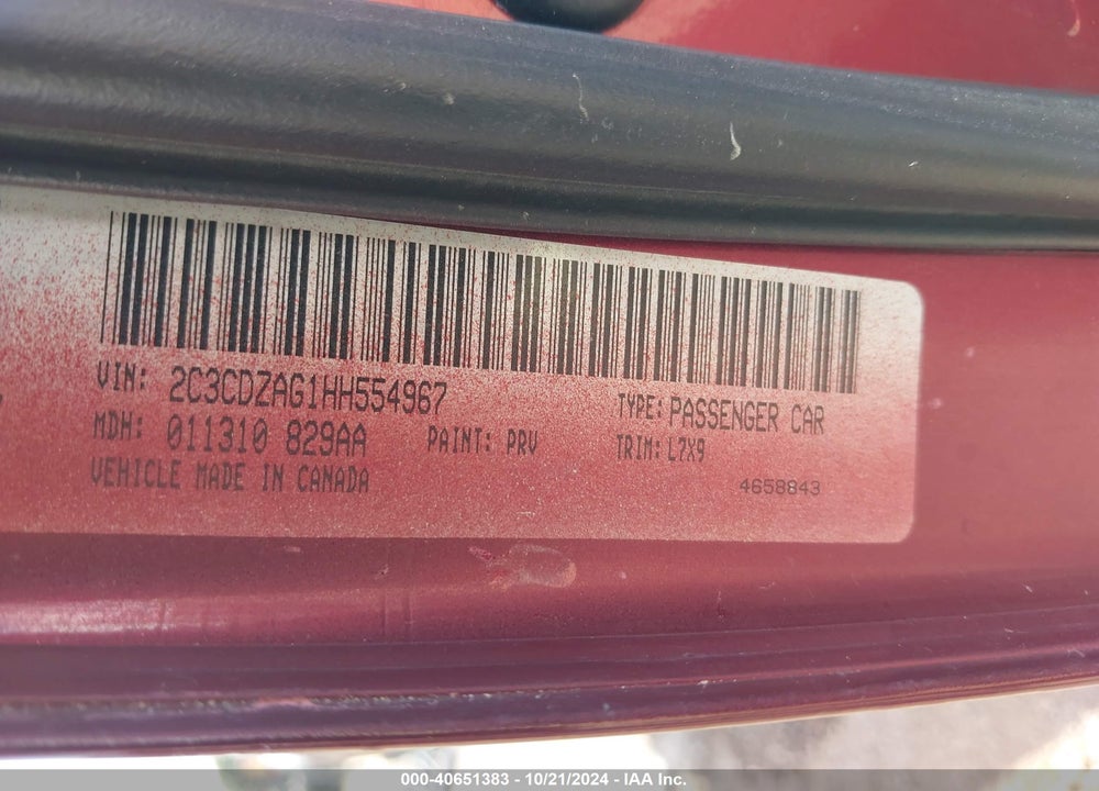 2017 DODGE CHALLENGER SXT VIN: 2C3CDZAG1HH554967