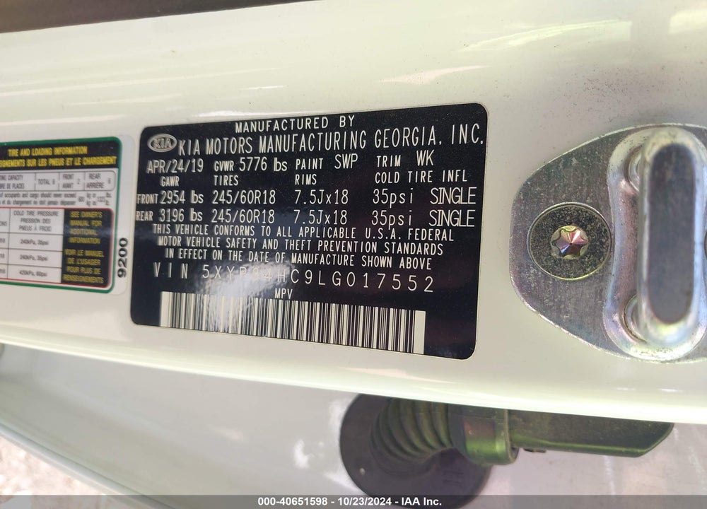 2020 KIA TELLURIDE VIN: 5XYP34HC9LG017552