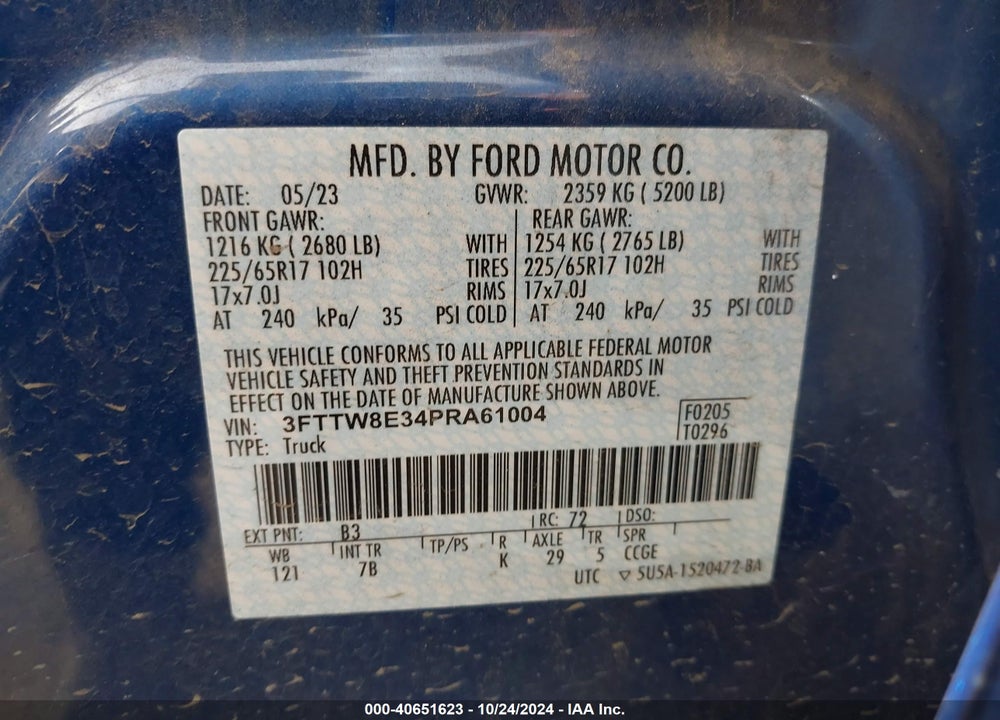 2023 FORD MAVERICK XLT VIN: 3FTTW8E34PRA61004