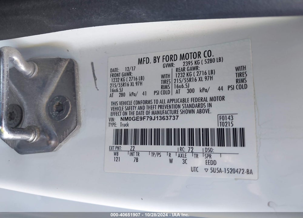 2018 FORD TRANSIT CONNECT VIN: NM0GE9F79J1363737