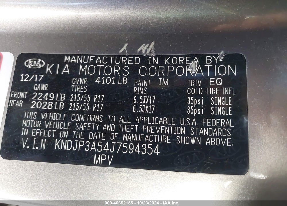 2018 KIA SOUL VIN: KNDJP3A54J7594354