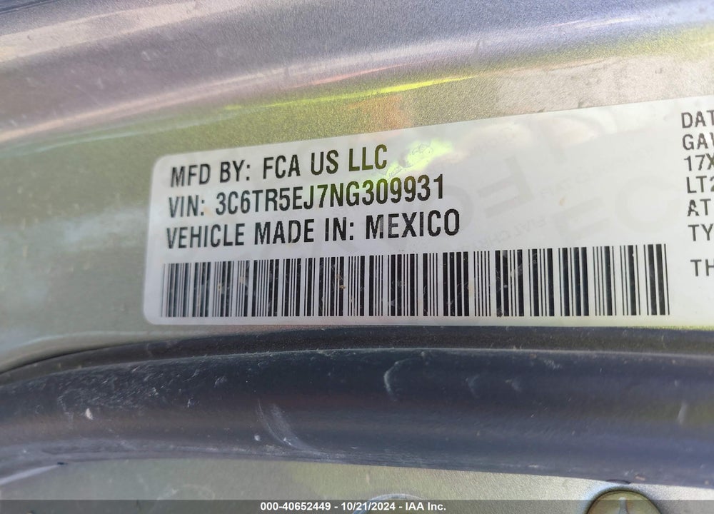 2022 RAM 2500 POWER WAGON 4X4 6'4 BOX VIN: 3C6TR5EJ7NG309931