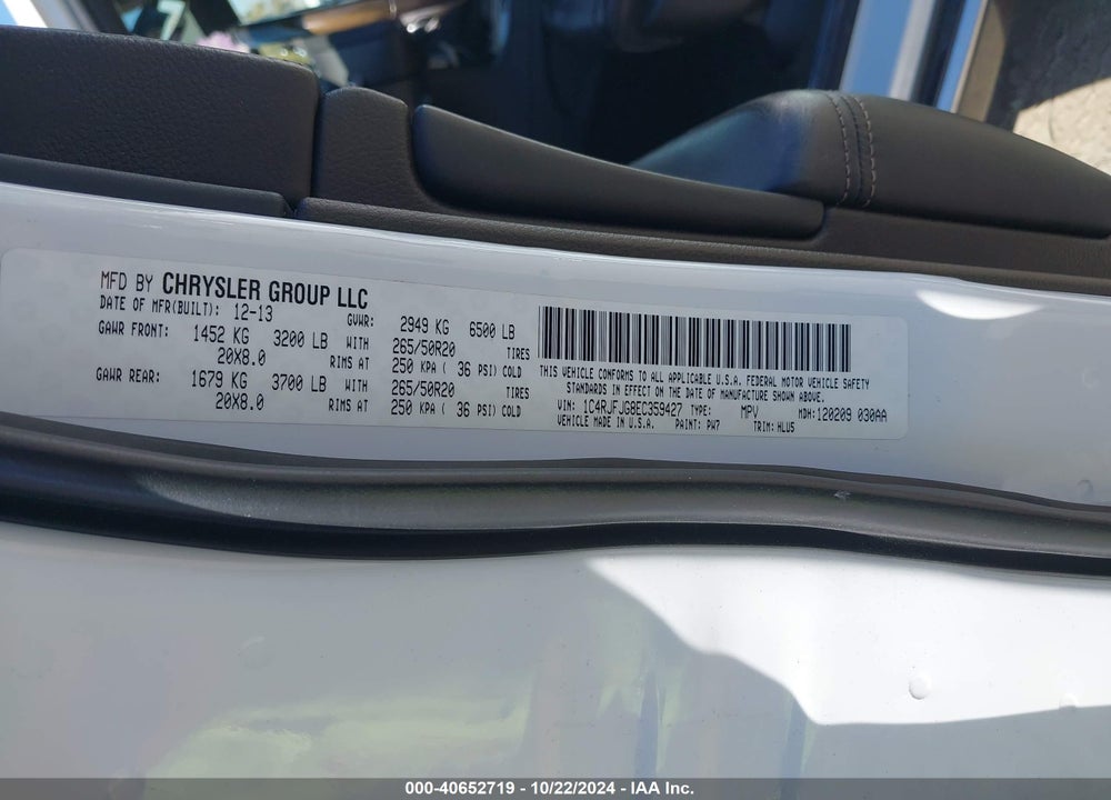 2014 JEEP GRAND CHEROKEE SUMMIT VIN: 1C4RJFJG8EC359427