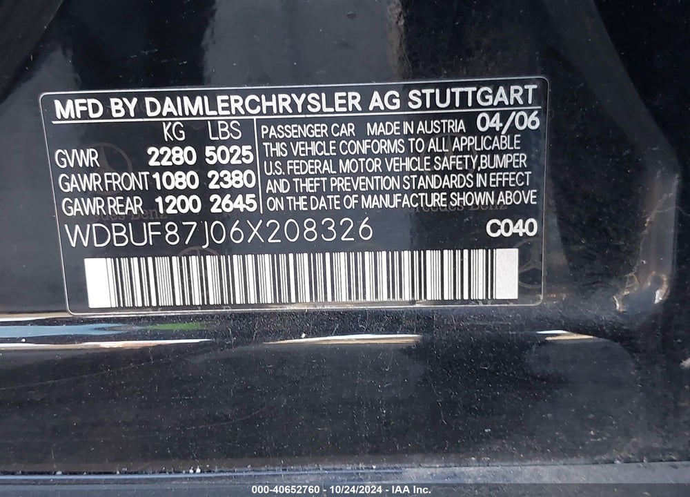 2006 MERCEDES-BENZ E 350 4MATIC VIN: WDBUF87J06X208326