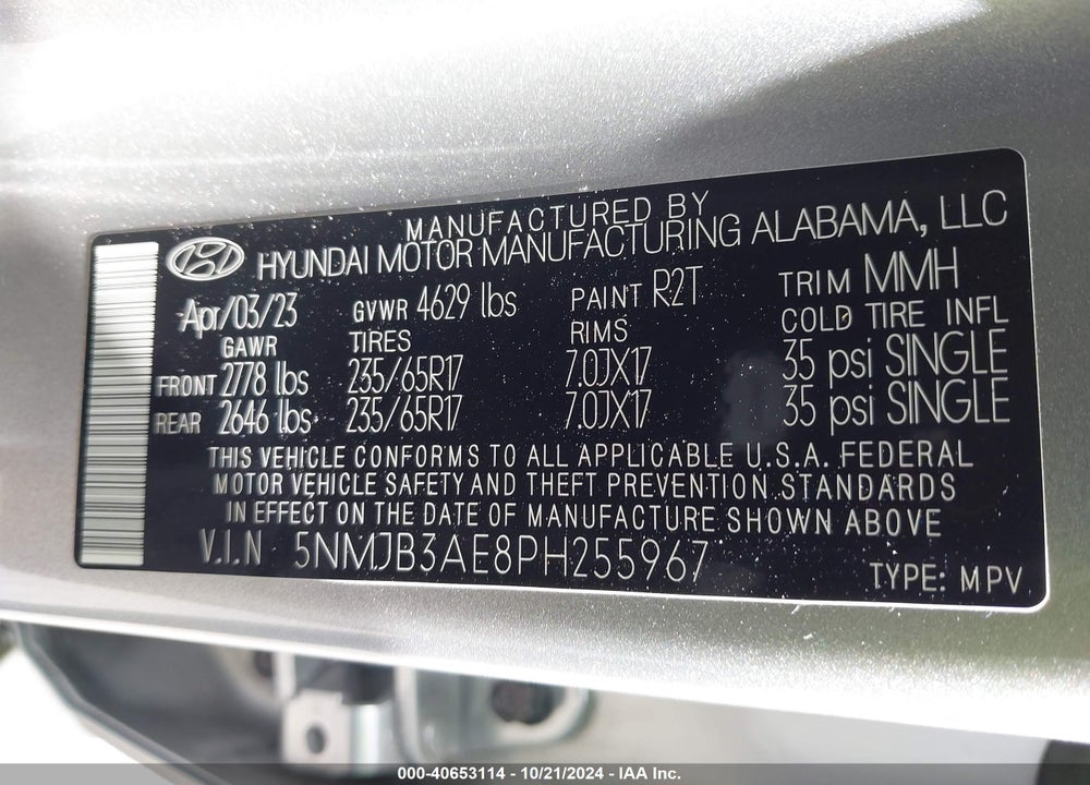 2023 HYUNDAI TUCSON SEL VIN: 5NMJB3AE8PH255967