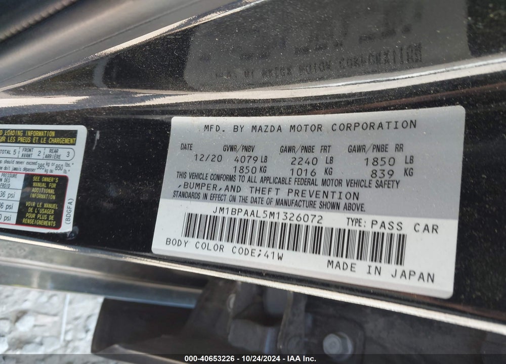 2021 MAZDA 3 2.5 S VIN: JM1BPAAL5M1326072